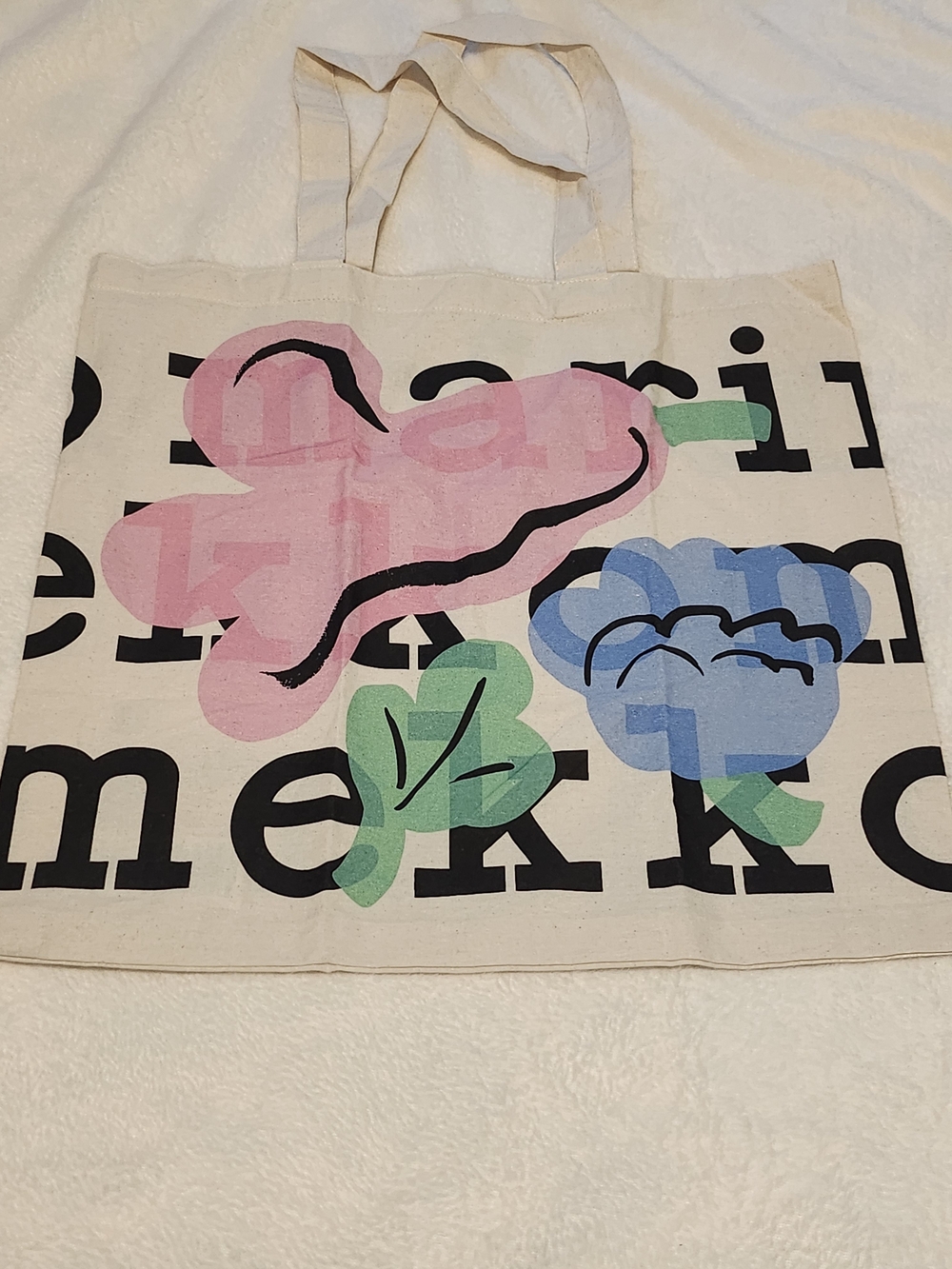 Marimekko Kukasta Kukkaan Floral Logo Organic Cotton Tote Bag Limited Edition